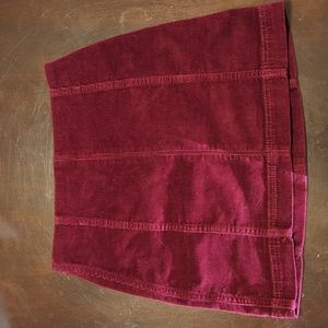 Wine-colored Corduroy Skirt